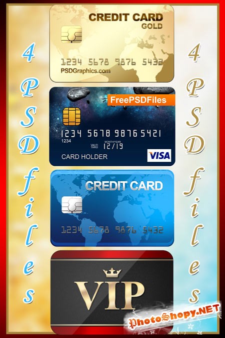 кредитные карточки 4 PSD files