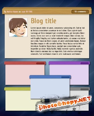 Webpage Blog Box Skyofice for Photoshop
