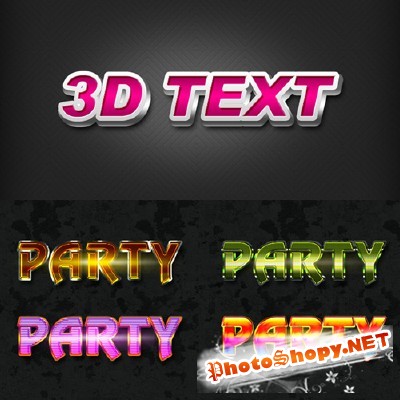 3D Text and Party Text Style for Photoshop