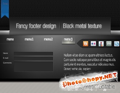 Black footer and metal texture for Photoshop