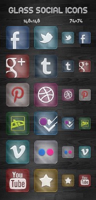 Glass Social Icons for Photoshop