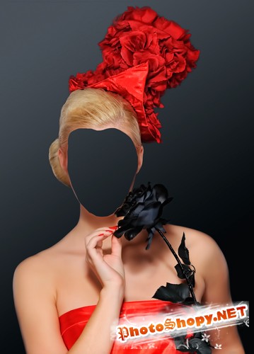 Шаблон для фотошопа – Девушка с черной розой