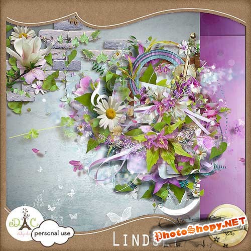 Симпатичный цветочный скрап-набор - Линдси