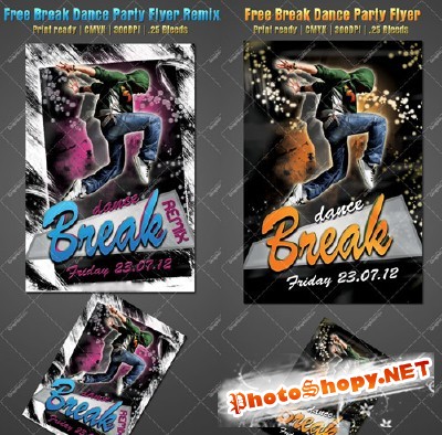 Break Dance Party Flyer Template Remix 2 For Photoshop