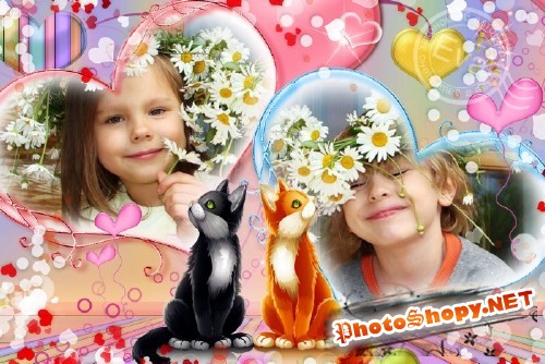 Детская рамочка для photoshop - Сердечная дружба