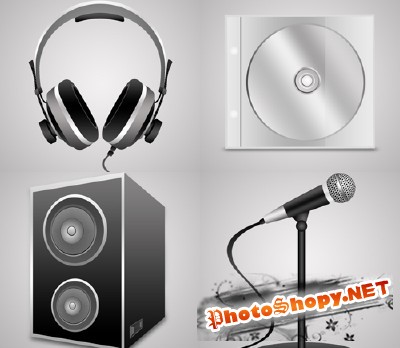 Cd, Headphone and microphone Music Psd Files