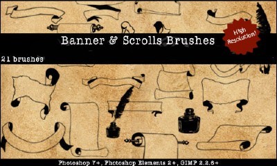 Banners Scrolls Brushes