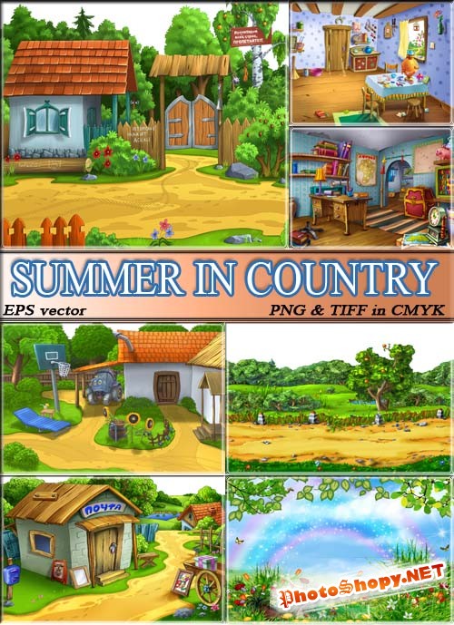 Летние фоны - летние каникулы в деревне (HQ clipart)