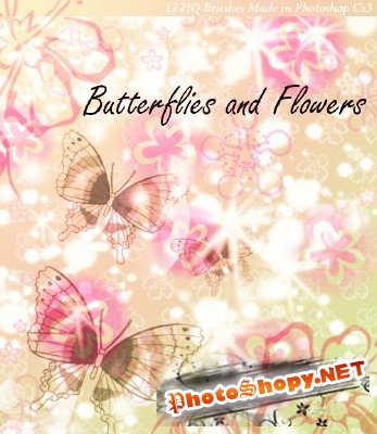 Butterflies And Flowers Brushes Set