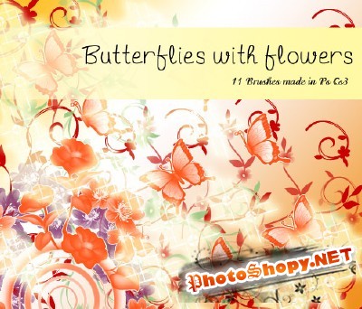 Butterflies with Flowers Brushes