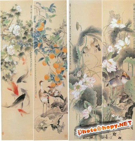 Традиционная китайская живопись (многослойные PSD)