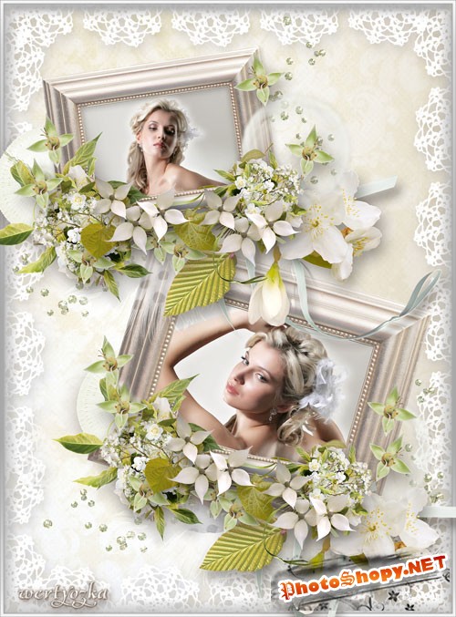 Свадебная рамка для фотошопа - Цветы жасмина