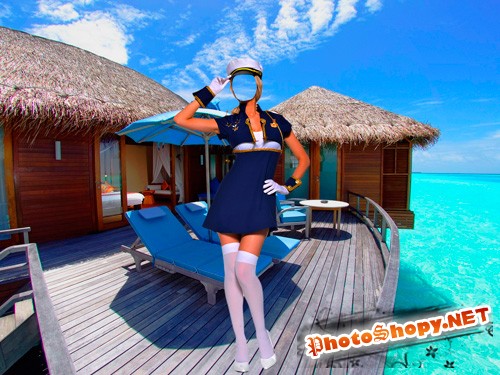Шаблон для фотошопа – Морячка на Мальдивах