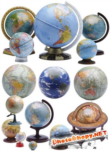 Коллекция глобусов в PSD