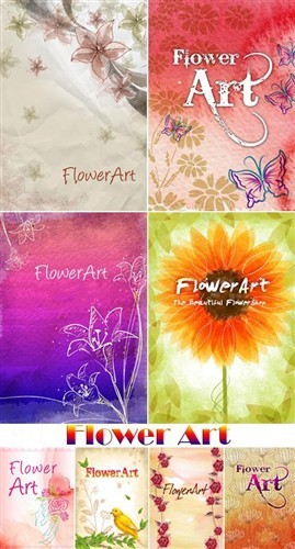 Коллекция многослойных цветочных артов в PSD