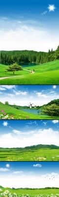 Spring Green Landscapes of Nature PSD