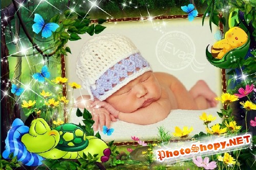 Детская рамка для photoshop - Спящий малыш