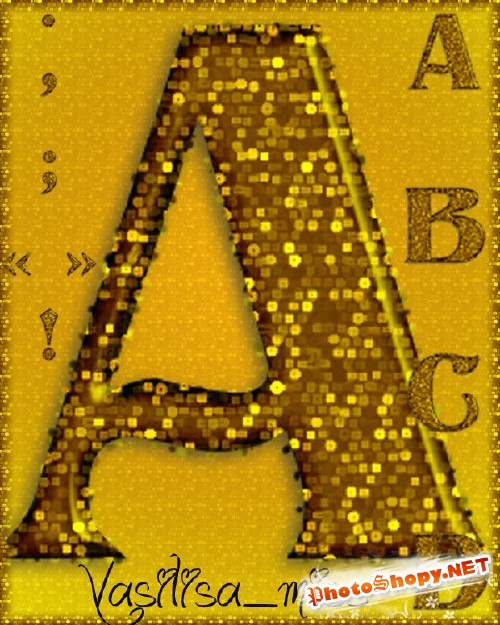 Красивый английский алфавит  для фотошопа из пайеток - ABCD