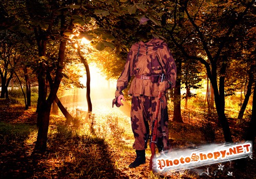 Шаблон для фотошопа – Снайпер с винтовкой Мосина