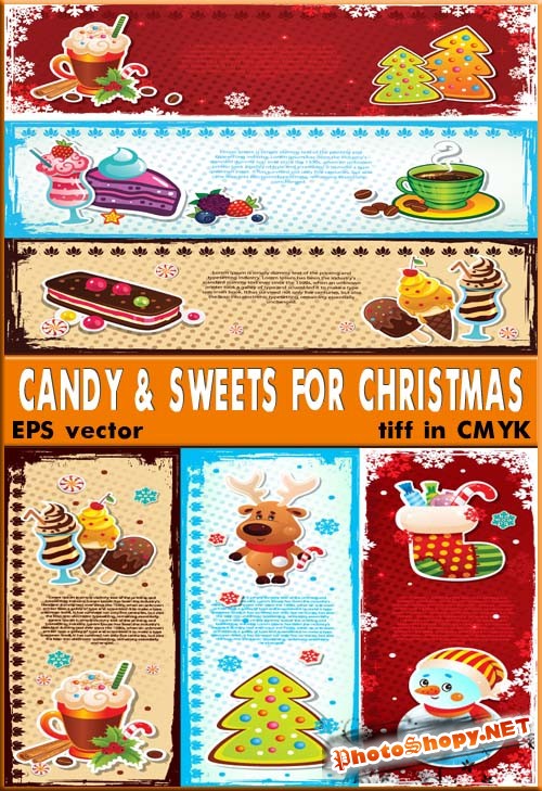 Карамельки и печенье на рождественский стол (vector & raster)