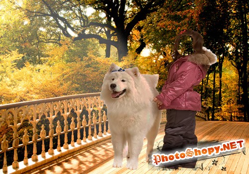 Шаблон для фотошопа – Девочка с собакой
