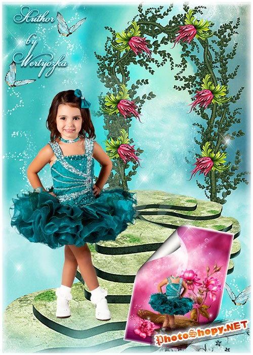 Детские шаблоны для фотошопа - Малышка в нарядном платье