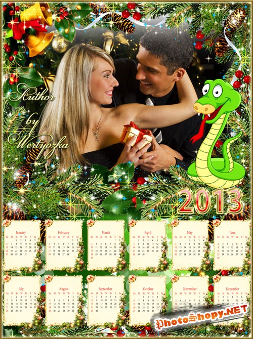 Календари рамки на 2013 год - Кто Новый год с улыбкой встретит веселым будет целый год