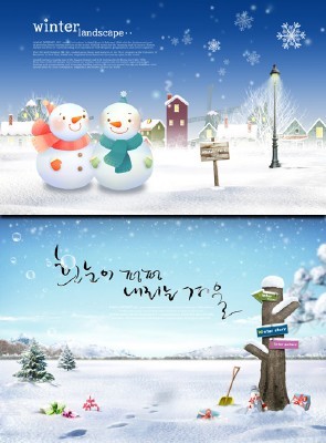PSD Sources - Winter Story Two Snowmen