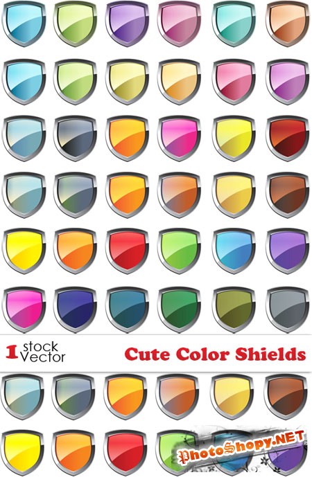 Cute Color Shields Vector