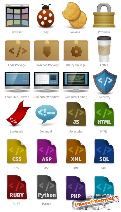 Coded: бесплатный набор иконок для веб-дизайнеров
