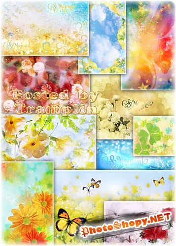 Разноцветные нежные весенние фоны с цветами, можно использовать как фоны к 8 марта