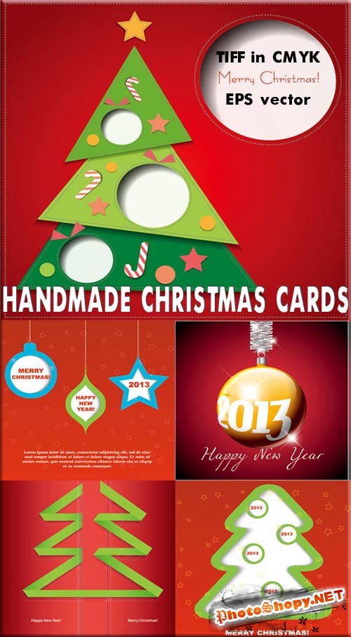 Хендмейд карточки на новый год (red style)