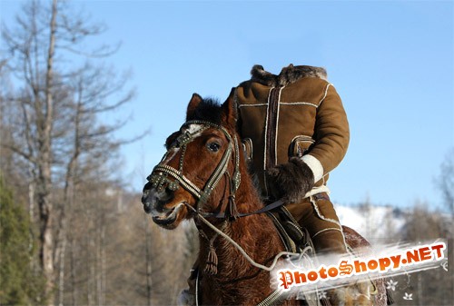 Шаблон для фотомонтажа - прогулка на лошади