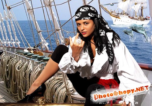 Женский шаблон для фотошопа - Черноглазая пиратка