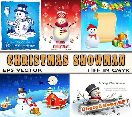 Снеговик - предвестник зимние развлечения (eps & tiff)