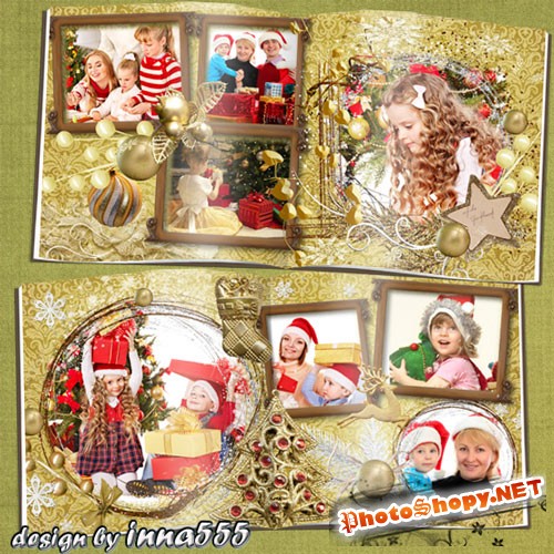 Праздничная фотокнига для всей семьи  - Сияние золотых рождественских звезд