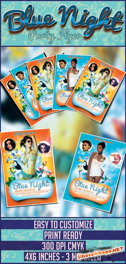 Blue Night Flyer/Poster PSD Template