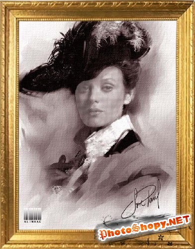 Шаблон для фотошоп - Картина дама в шляпе!