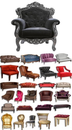 Коллекция винтажных стульев и диванов в PSD