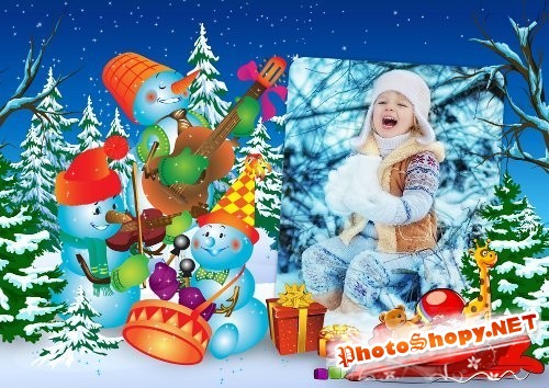 Красочная детская рамка для Photoshop - Зимнее представление