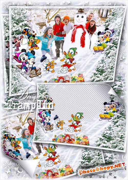 Зимний исходник для детских и семейных фото – Лепим снеговика с героями Диснея