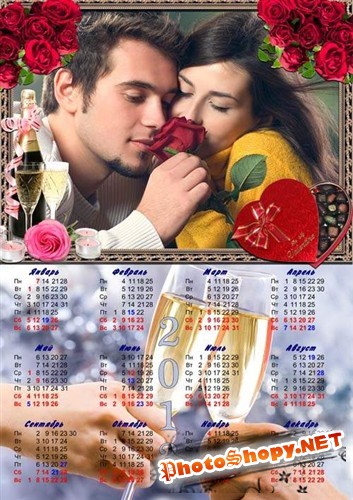 Календарь-рамка с розами - Звон бокалов