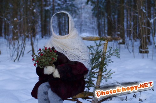 Шаблон для фотомонтажа - девочка зимой