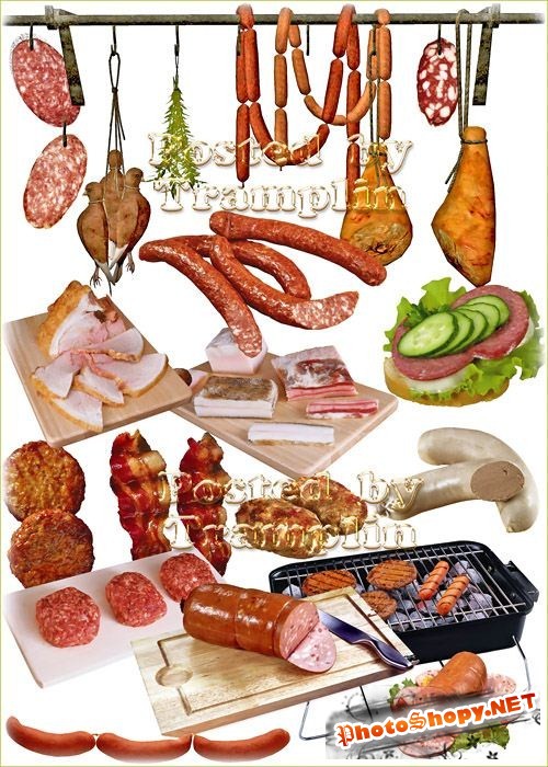Клипарт – Котлеты, сосиски, колбаса, сало, бутерброды