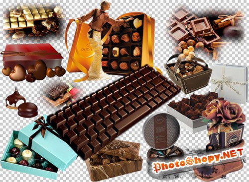 Клипарт -  Шоколад, шоколадная клавиатура (прозрачный фон)