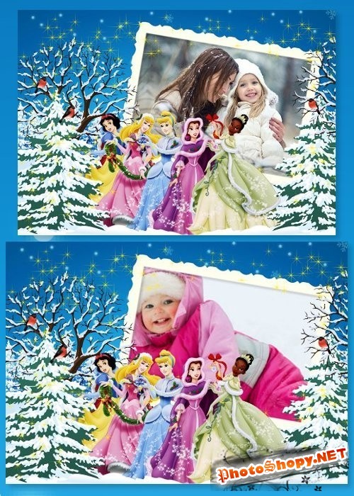 Детская рамка - Зимняя сказка с принцессами