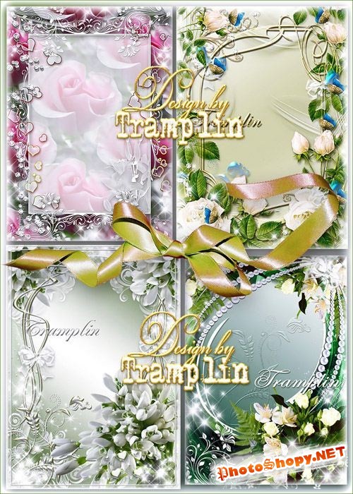 Сборник весенних цветочных рамок – Тюльпаны, подснежники, белые розы