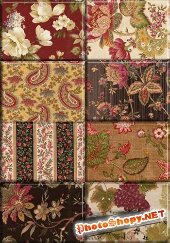 Коллекция тканевых текстур с цветами и узорами
