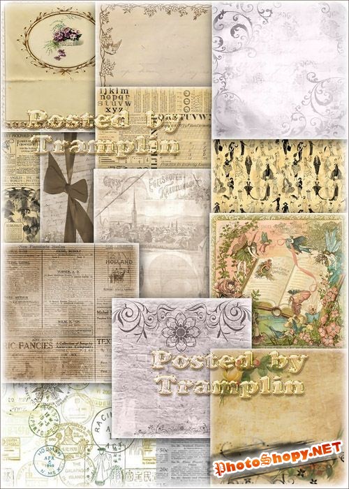 Фоны в стиле ретро – Газеты, цветы, лица, печати