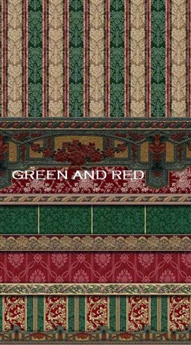 Коллекция восточных фонов и бордюров в зеленых и красных тонах